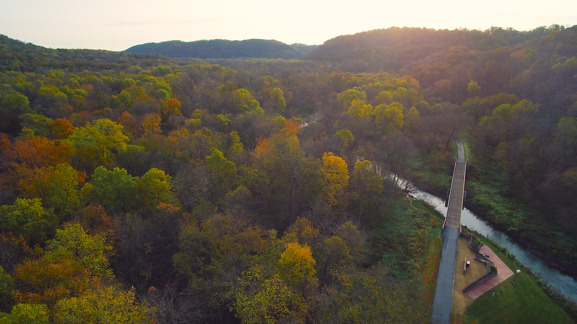 Fall colors along the Cannon Valley Trail from above